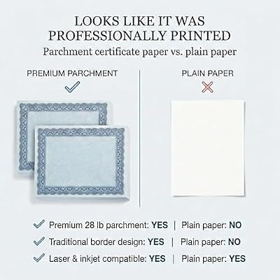 PaperDirect Traditional Parchment Certificates,100 Sheets of 28lb Blue Paper, 812 x 11, Blue Border, Perfect for Awards, Students, Employees, Volunteers, Course Completion, Diplomas
