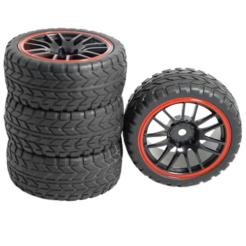 Vgoohobby 12mm Hex Wheel Rims & Rubber Tires Compatible with Redcat HPI Tamiya HSP RC 1/10 on-Road Touring Racing Car (Pack of 4)