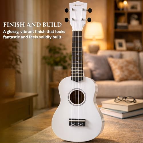Image of Vault UK-003 Soprano Colourful Ukulele 21 inch With Gig-Bag - White