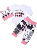 Newborn Infant Baby Girl 3PCs Christmas Set Romper Bodysuit Clothes Baby Bear Pants Hat Fall Winter