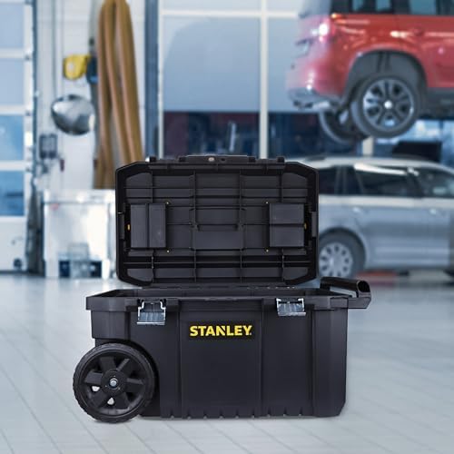 Bild 5 - STANLEY Montagebox Werkzeugbox/Werkzeugkoffer leer Werkzeugkasten - Werkzeugkiste (50 L, Metallverschlüsse, Teleskopgriff, stabile Räder für schwere Last und leichten Transport) STST1-80150