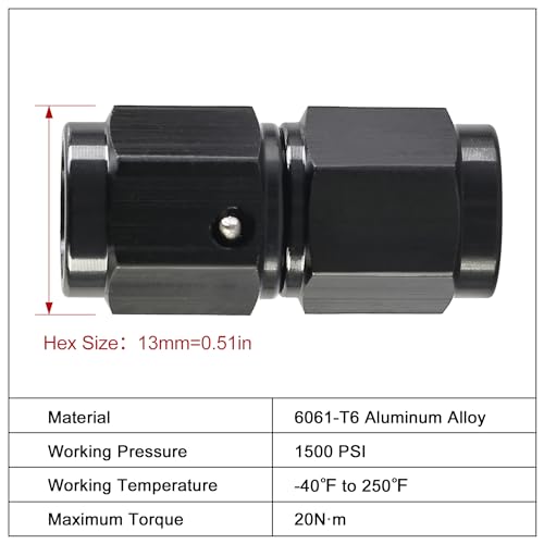 Image of EVIL ENERGY 3AN Female to 3AN Female Straight Swivel Coupler Union Fitting Adapter Aluminum Black