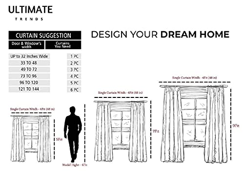Image of Ultimate Trends 270 GSM Premium Room Darkening Curtains with Tie Back and Diamond Eyelets Set of 2 Panels (7 L x 4 W Feet, Peach)