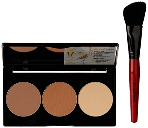 Step-By-Step Contour, Highlighter, & Bronzer Face Palette with Angled Brush