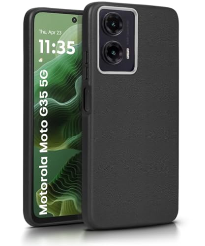 Image of WOW IMAGINE Back Cover for Motorola Moto G35 5G | Ultra Slim Flexible Non-Slip Grip | Inner Fabric | Metal Camera Ring & Lightweight Soft Silicone Mobile Case - Black
