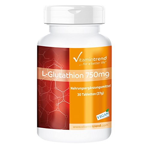 L–Glutation 750mg – Reducido – Vegano – Biodisponible – 30 comprimidos – Antioxidante