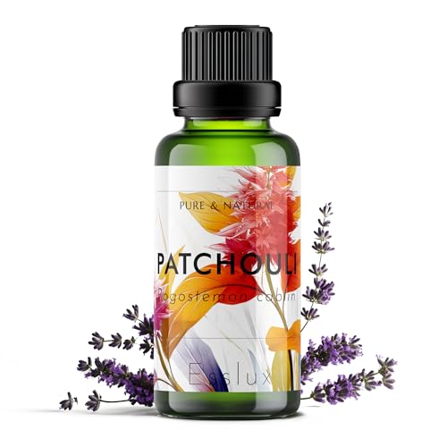 Image of Esslux Patchouli Essential Oil Improves Appearance of Dry Skin - 100% Pure, Therapeutic Grade - Used for Aromatherapy, Stress Relief & Sleep - 120 ML