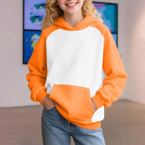 Pink Hoodie for Girls Kids Cute Color Block Trendy Sweatshirts Teen Girls Boys Clothes Y2k Tops with Pockets 20253