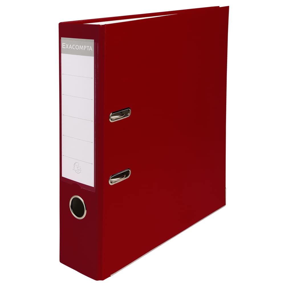Exacompta - Rif. 918418B - Cartone di 20 raccoglitori a leva A4 - Dorso 80 mm - Meccanica 80 mm - Dimensioni esterne: 32 x 29 x 8 cm - Formato da classificare A4 - Colore: Bordeaux