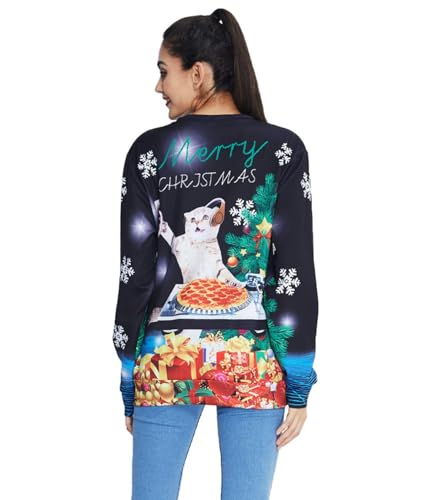 Idgreatim Unisex Ugly Christmas Crewneck Sweatshirt Novelty 3D Graphic Long Sleeve Sweater Shirt