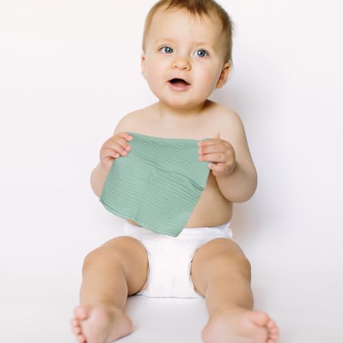 Image of Baby Muslin Washcloths 11x11 inch Soft and Absorbent Cotton Face Towels for Baby Boys&Girls 6 Pack