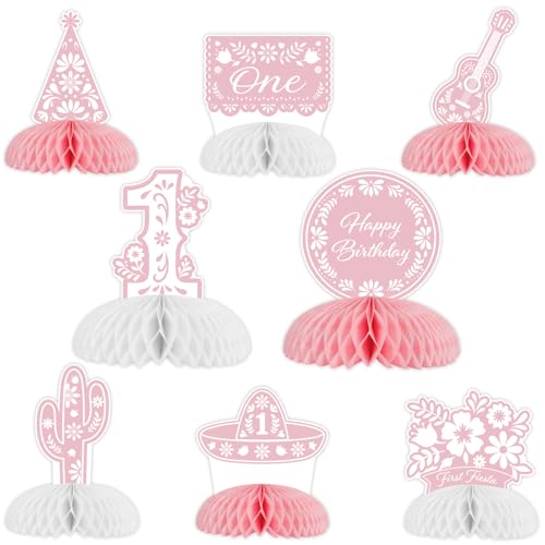 1er anniversaire fille thème mexicain avec kit de décoration rose et papel picado double face