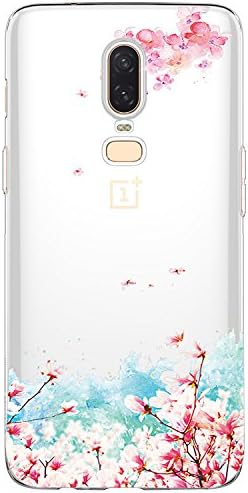 AIsoar OnePlus 6 Clear Case Clear OnePlus 6 Covers Silicone Ultra Slim Shock-Absorption Non Slip Cute Panda Animal Design TPU Bumper Thin Protective Anti-Scratch Case for OnePlus 6 (Flower)