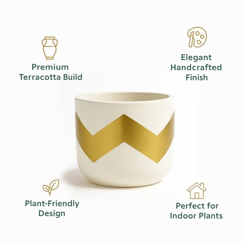 Image of Urban Plant Terracotta Pot - Trendy Planter for Modern Home & Garden Spaces (Nova Terracotta Pot - White)