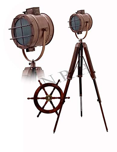 Lámpara de pie de estudio de cobre industrial vintage náutica para decoración del hogar y la oficina