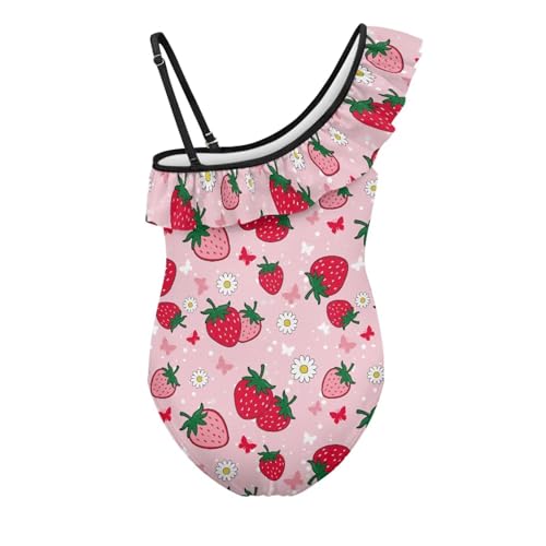 Image of Girls One Piece Swimsuit Ruffled Halter Bathing Suit with Adjustable Strap Beach Sport Swimwear for 3-14 Years