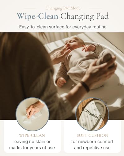 Image of Cuddobaby 4-in-1 Changing Pad | Baby Scale | Height | Room Temp - Vanilla | Weight & Height Growth Monitoring, Integrated Tape, Wipe Clean Cover, for Newborn, Toddler & Adult - Table, Dresser, Bed