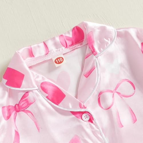 Kuriozud Toddler Kids Girl Easter Satin Silk Pajamas Little Girl Long Sleeve 2 Piece Pajama Set Summer Nightgown Pjs4