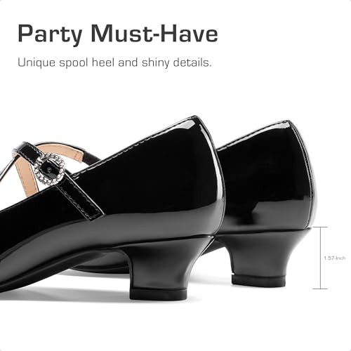 Dream Pairs Girls Dress Shoes Mary Jane High Heel Round Toe Straps Pumps Flower Wedding Party Princess Flats for Little/Big Kids2