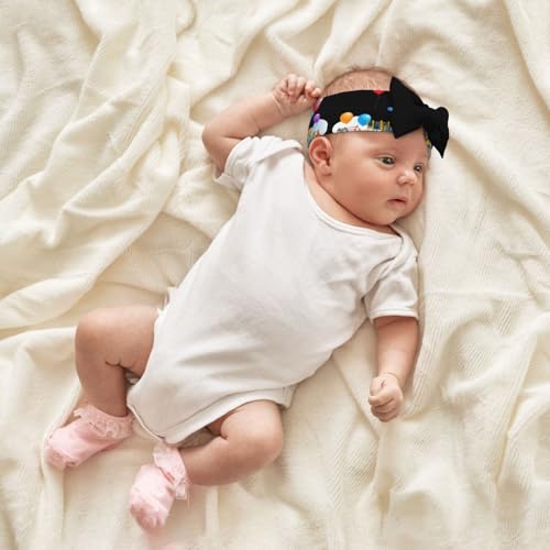 Baby Bow Headband Colorful Balloons In The Playground Printing Soft, Skin-Friendly For Newborns 0-6 Months, For Baby Girls4