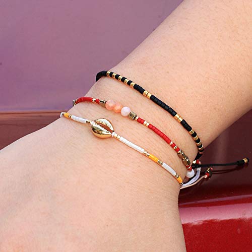 Image of C.QUAN CHI Handmade Friendship Beaded Bracelet Adjustable Colorful Miyuki Beads Bracelet