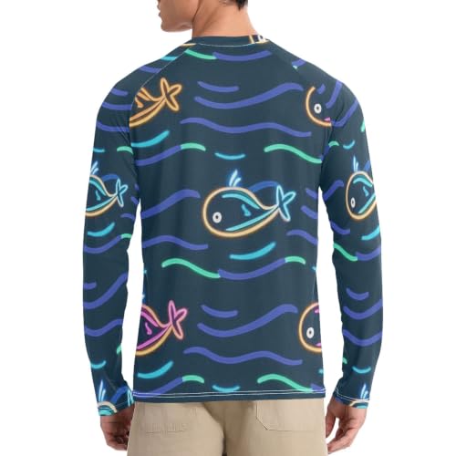 Camiseta de protección solar azul con tiburón de dibujos animados y corte holgado para la playa 2