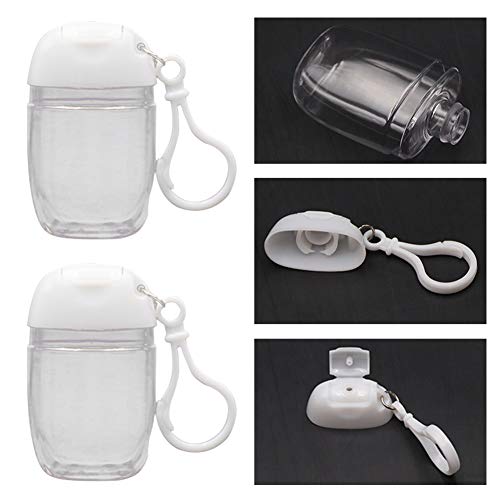 10 Pcs 1Oz 30ml Clear Empty Bottles Hand Sanitizer Travel Holder Hook Keychain Carriers White Flip Cap Reusable Portable Empty Bottle Refillable Cosmetic Container for Liquid Lotions Creams4