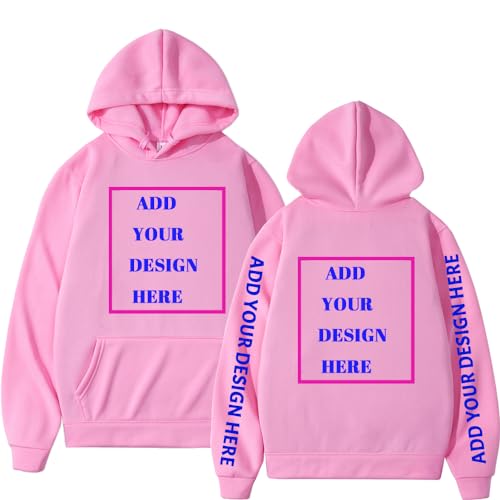 Muinoyes Customized Hoodies Men Women Sweatshirt Fashion Your Like Photo Or Logo Custom Printing Hooded (US, Alpha, X-Large, Regular, Regular, pink)