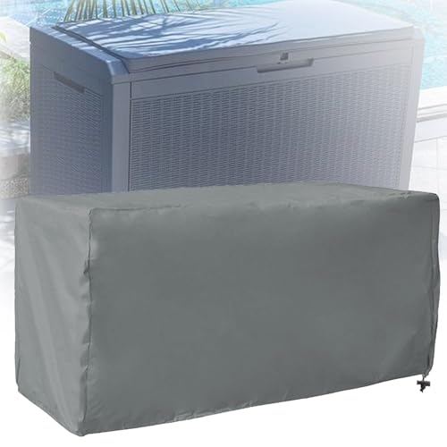 Cubierta para ArcónAlmacenaje Exterior Impermeable , 210D oxford Fundas para Baúl para Jardín Terraza con Cordón,Funda Protectora para Caja de Almacenamiento para Balcón(Size:123*62*55cm,Color:Gris)