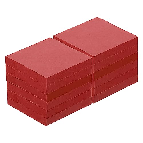 Blocs de notes adhésives PATIKIL de 7,6x7,6 cm, lot de 12 blocs fluo de 100 feuilles rouge