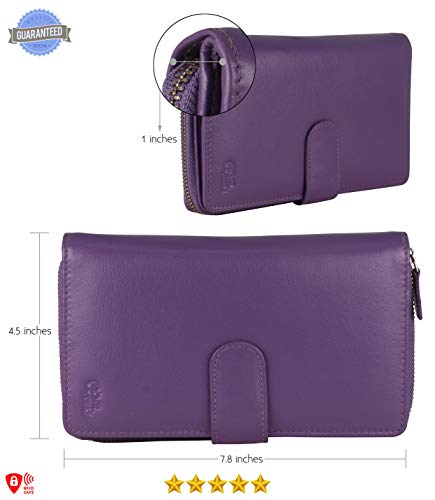 Image of Big Fat RFID Blocking Leather Organizer Checkbook Wallets For Women - Clutch