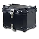 【選ばれる、理由がある。安心の日本企業。】【 47L 】 ONE STEP リアボックス トップケース パニアケース 大容量 アルミ製 取付ベース付属 フルフェイス対応 バイクボックス (BLACK,47L)