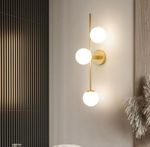 Partenopea Applique vintage in metallo e ampolla in PVC opaco eleganza retrò design classico con porta lampadine G9 per illuminare la parete di casa, bar, ristorante (3 sfere palle)