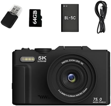Optinexo Appareil Photo 5K Numérique Compact, Zoom Numérique 18x,...