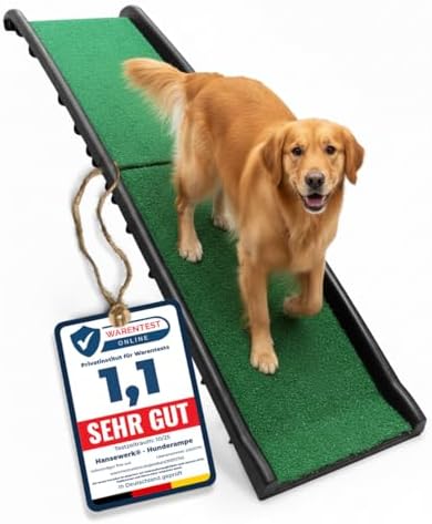 Hunderampe Autorampe - rutschfest mit Kunstrasen, klappbar Hund R...