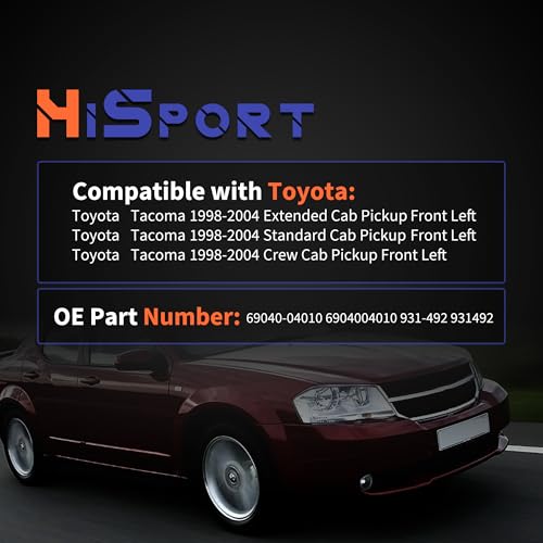 Image of HiSport Front Drive Left Side Door Lock Actuator Motor 69040-04010 | Compatible with Toyota Tacoma Latch 1998-2004 Pickup Replaces 6904004010 931-492 931492