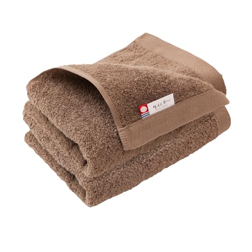 今治タオル nico フェイスタオル 2枚組 リゾートホテルタオル 34x85cm 肌触りが良い 高級 ホテル仕様 ふわふわ ふかふか ふんわり 綿100% 無地 日本製 (ブラウングレー)