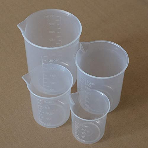 Plastic Graduated Beakers Transparent Lab Measuring Cup 50Ml / 100Ml /150Ml /250Ml Capacity 4Sizes Clear Plastic Liquid Cup Container For Or Laboratory, Science Experiments #TOP1