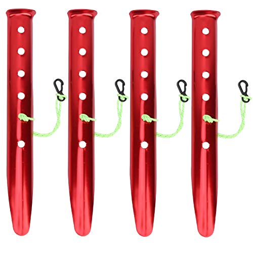 Tent Stakes, 4pcs Aluminium Alloy Windproof Tent Pegs, Lightweight U?Shaped Camping Stakes for Lawn, Mud, Sand, Snow Field, Tent, Awning, Canopy, Camping, Hiking, Backpacking