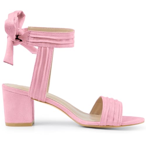 Image of Allegra K Women's Open Toe Ankle Tie Back Block Heels Sandals
