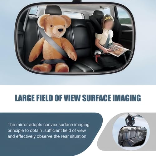 Image of 1 PC Car Sun Visor Child Observation Mirror, 3.5 inch x 2.2 inch HD Glass 360 Degree Adjustable Curved Large View Mirror, Multi-function Clip-on Makeup Mirror, Universal for Most Cars (Black)