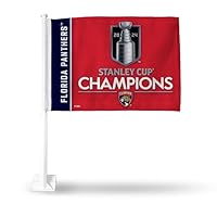 Rico Industries NHL Hockey Florida Panthers 2024 Stanley Cup Champions doppelseitige Autoflagge – 40,6 x 48,3 cm – starke Stange zum Einhaken an Auto/LKW/Auto