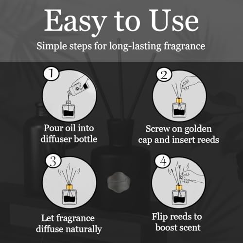 Black Reed Diffusers for Home | Premium Fragrance Diffuser | Reed Diffuser Sticks in Oil Set with Cashmere Vanilla Scent | Smell Good Stuff | Long-Lasting Oil for Bathroom & Office (5 oz) - Image 6