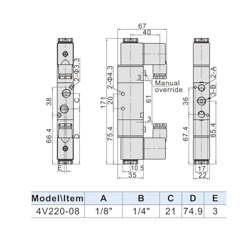 Électrovanne 4V220-08 double commande contre les pannes d'air comprimé - 8