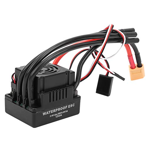 Keenso High Performance Model Car ESC, 120A Brushless ESC Electronic Speed Controller Accessory Fit for 1/8 RC Car (XT60)