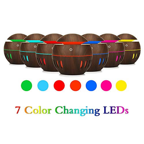 Andoer Umidificador de ar USB difusor de óleo de aroma Cool Mist Maker madeira que muda de cor LEDs