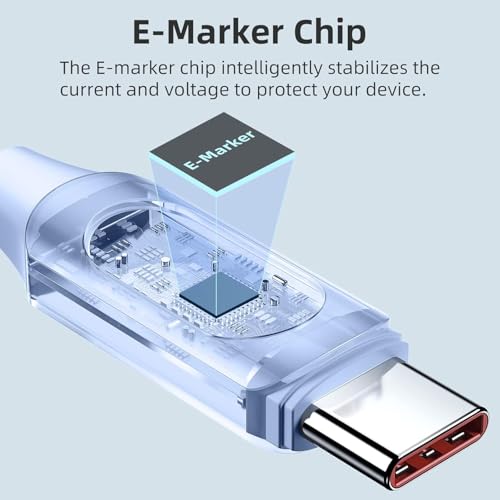 Image of iFAST Digital Display 100W Type-C to Type-C Fast Charging Data Cable | 480Mbps Data Transfer Speed | Compatible With MacBook, iPad, Galaxy, Pixel, Switch (1 Metre, Silicon, Blue)