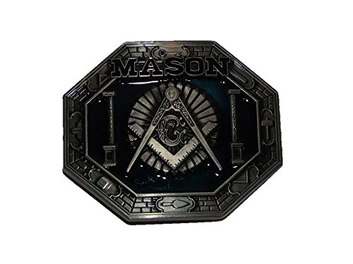 AES Mason Masonic Blue and Metal Belt Buckle