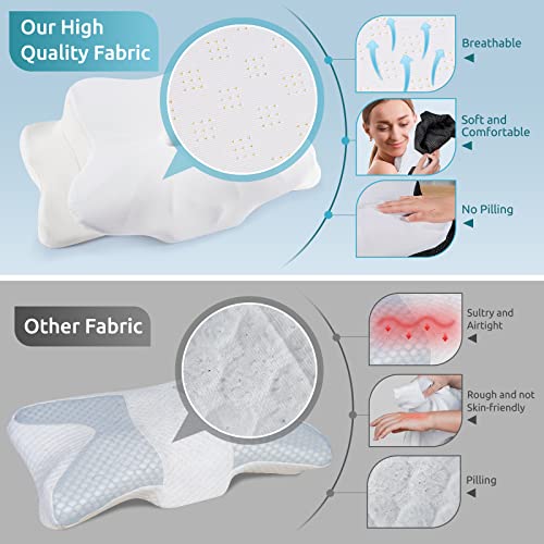 Image of DONAMA Cervical Pillow for Neck and Shoulder,Contour Memory Foam Pillow,Ergonomic Neck Support Pillow for Side Back Stomach Sleepers with Pillowcase-King Size