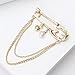 Fashion Safety Pin Brooch with Hanging Tassel Chains Charm Decorative Cubic Zirconia Crystal Pearl Collar Label Pins for Sweater Dress Skirt Tie Punk Accessories for Women Men Corsage Jewelry (Gold-Tone)